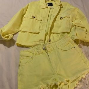 Jean set with shorts and matching jacket